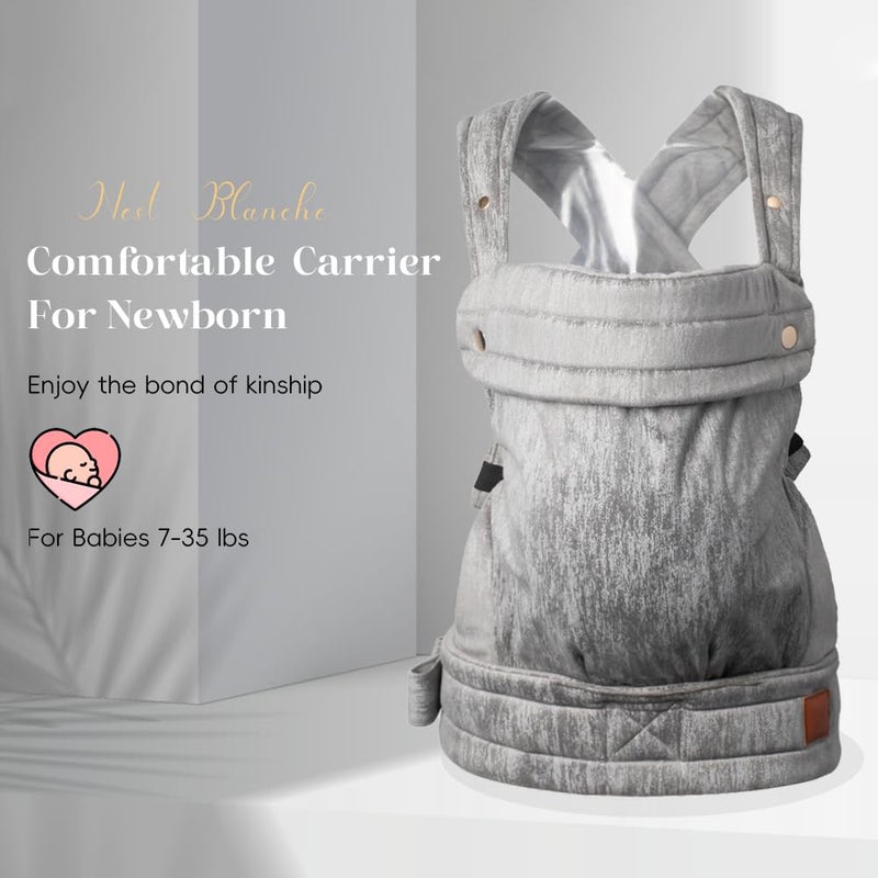 BLANCHE Baby Carrier for Newborn to Toddler, 7-35 lbs Weight Capacity, Ergonomic Backpack Design, Front and Back Facing Options, Grey - Image 2